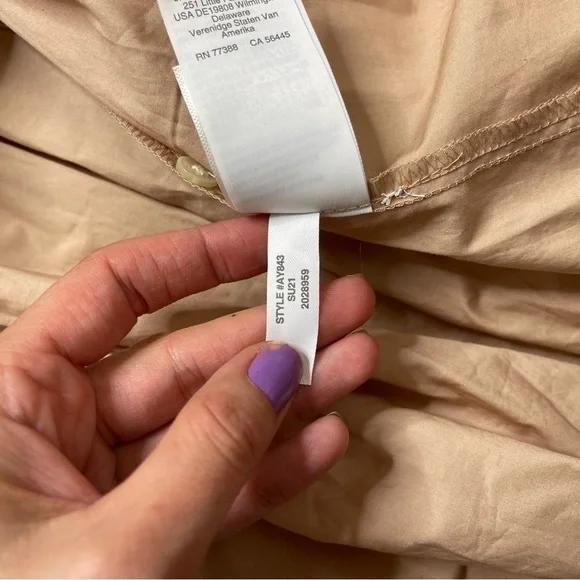 J.‎ Crew Puff Sleeve Cotton Poplin Wrap Dress V-Neck In Cream Nude - Picture 8 of 10